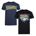 Black-Navy - Front - Back To The Future Mens Logo Cotton T-Shirt (Pack of 2)