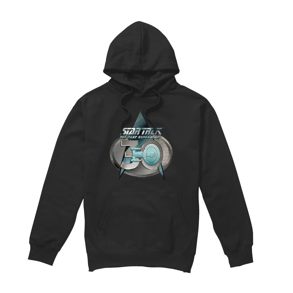 Black - Front - Star Trek Mens The Next Generation 30 Logo Hoodie