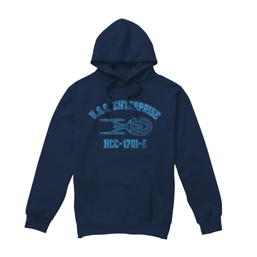 Navy - Front - Star Trek Mens Enterprise E Athletic Hoodie
