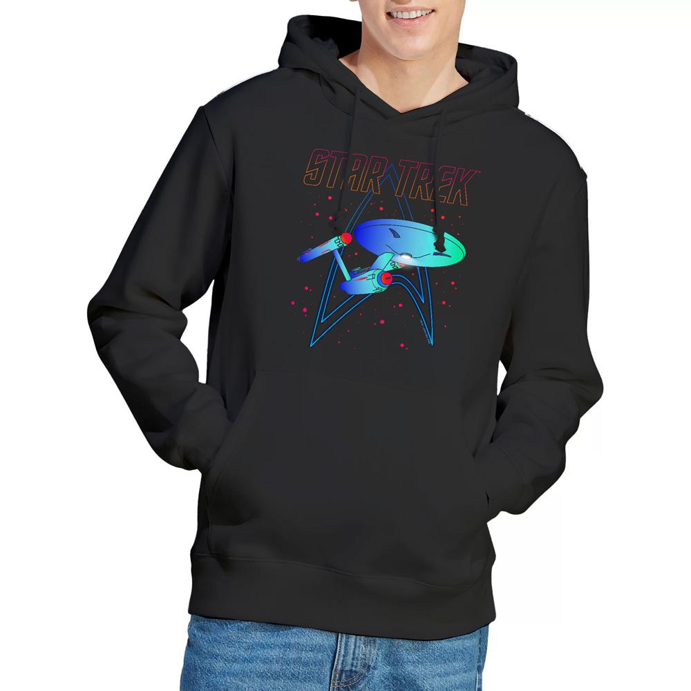 Black - Side - Star Trek Mens Neon Hoodie