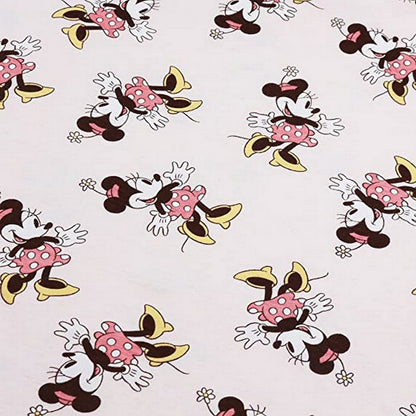 Cream-Pink-Yellow - Lifestyle - Disney Womens-Ladies Jazz Minnie Mouse All-Over Print Long Pyjama Set