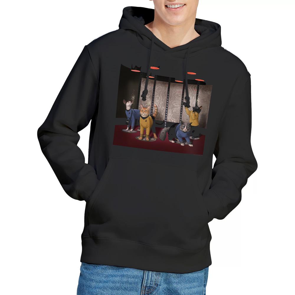Black - Side - Star Trek Mens Beam Meow Up Hoodie