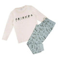 Pink-Grey-Black - Front - Friends Womens-Ladies Logo Long-Sleeved Long Pyjama Set