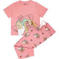 Pink-White-Red - Front - Snow White And The Seven Dwarfs Womens-Ladies Sleepy Long Pyjama Set