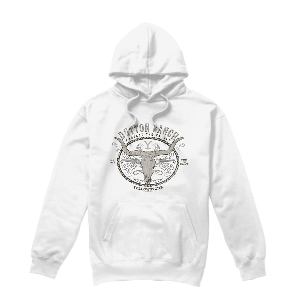 White - Front - Yellowstone Mens Dutton Ranch Hoodie