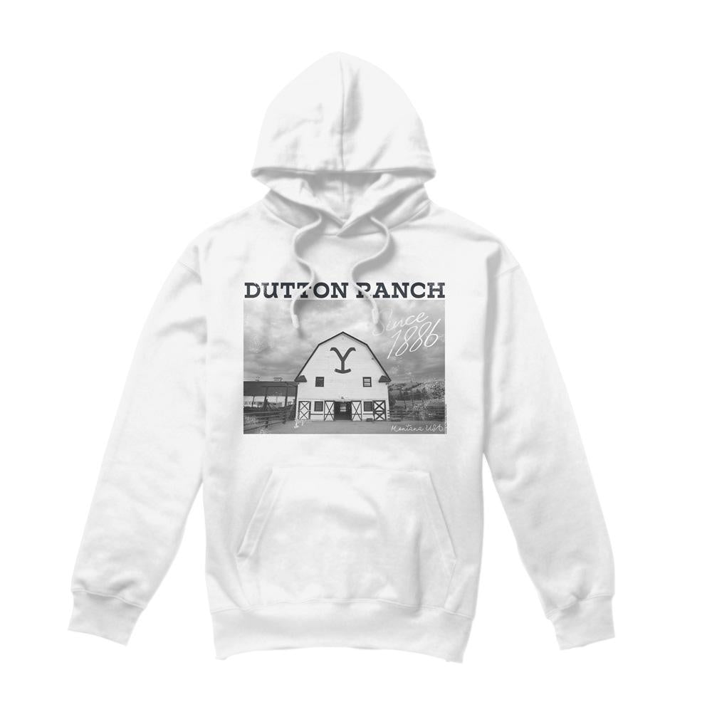 White - Front - Yellowstone Mens Dutton Barn Hoodie