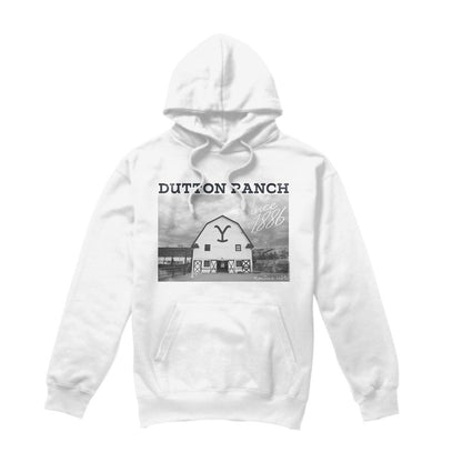 White - Front - Yellowstone Mens Dutton Barn Hoodie