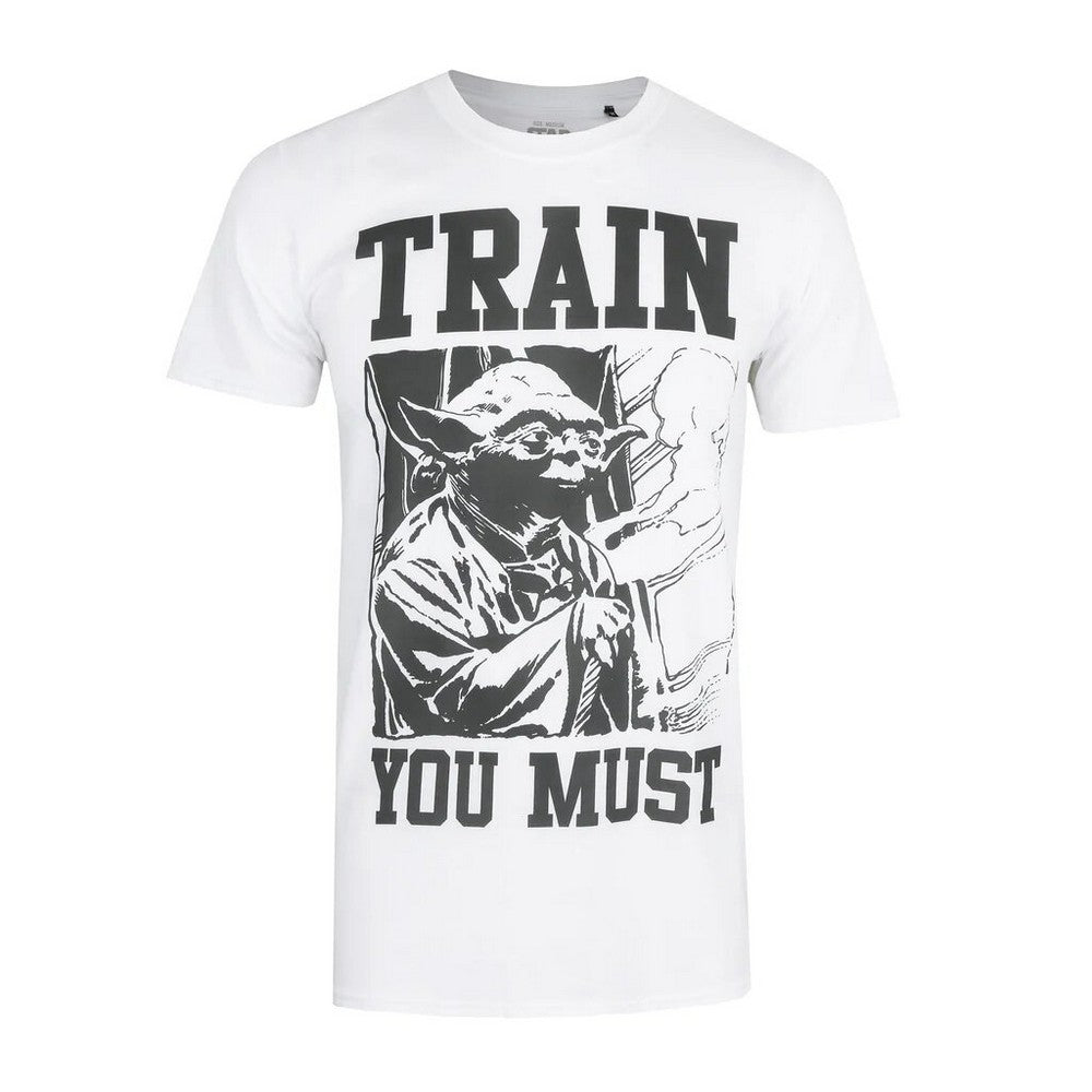 White-Black - Front - Star Wars Mens Train You Must Yoda T-Shirt