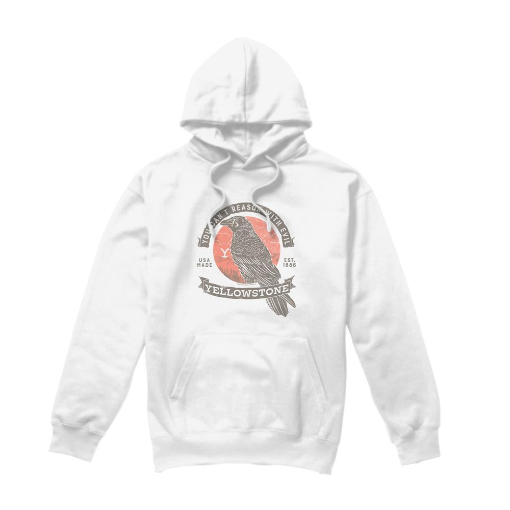 White - Front - Yellowstone Mens Evil Bird Hoodie