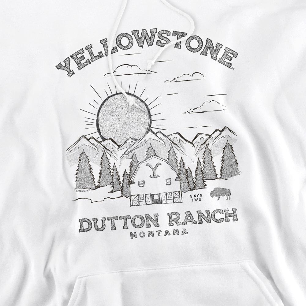 White - Pack Shot - Yellowstone Mens Dutton Ranch Sunrise Hoodie