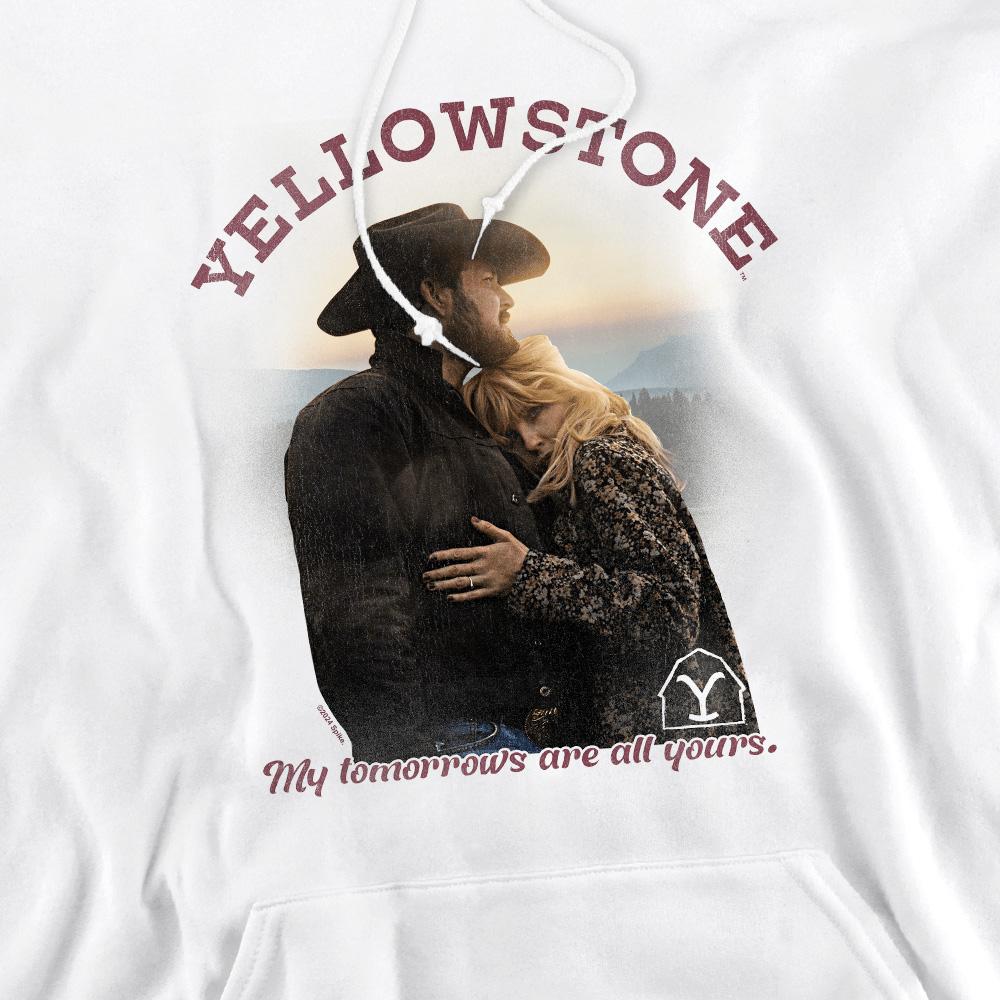 White - Pack Shot - Yellowstone Mens Tomorrows Rip & Beth Hoodie