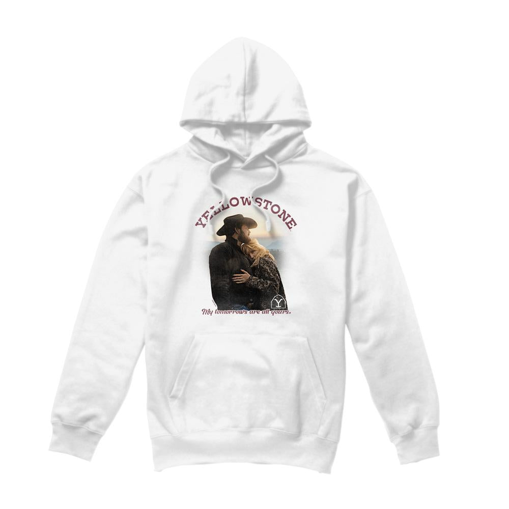 White - Front - Yellowstone Mens Tomorrows Rip & Beth Hoodie