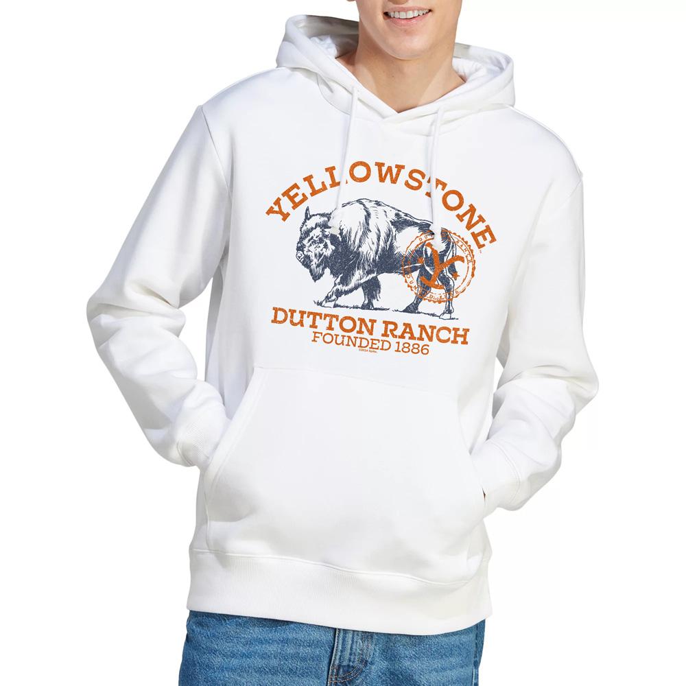 White - Lifestyle - Yellowstone Mens Dutton Ranch Buffalo Hoodie