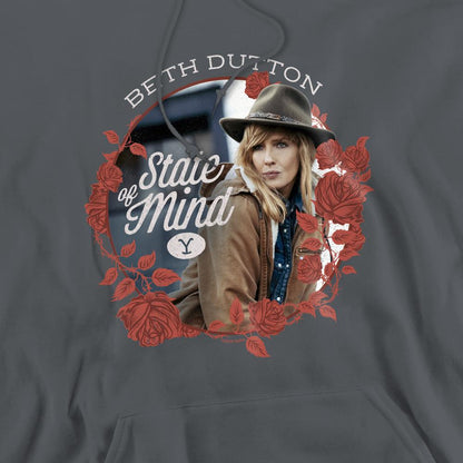 Charcoal - Pack Shot - Yellowstone Mens State Beth Dutton Hoodie