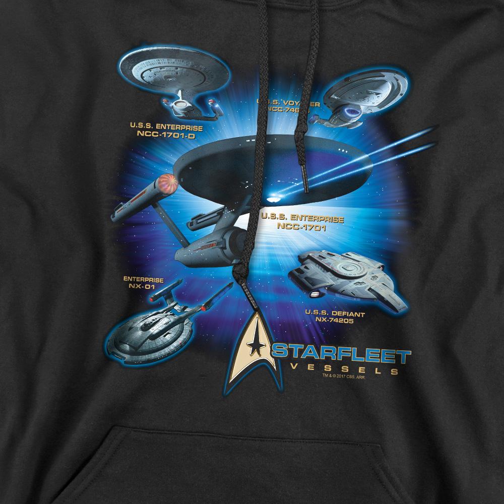 Black - Pack Shot - Star Trek Mens Starfleet Vessels Hoodie