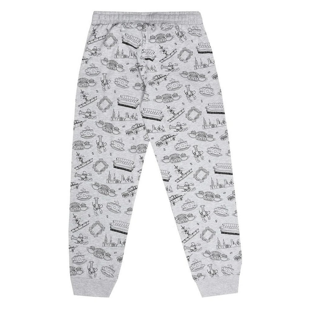 Blue-Grey - Side - Friends Womens-Ladies Logo Pyjama Set