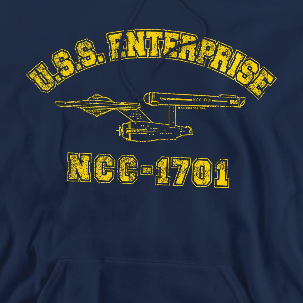 Navy - Side - Star Trek Mens Enterprise Athletic Hoodie