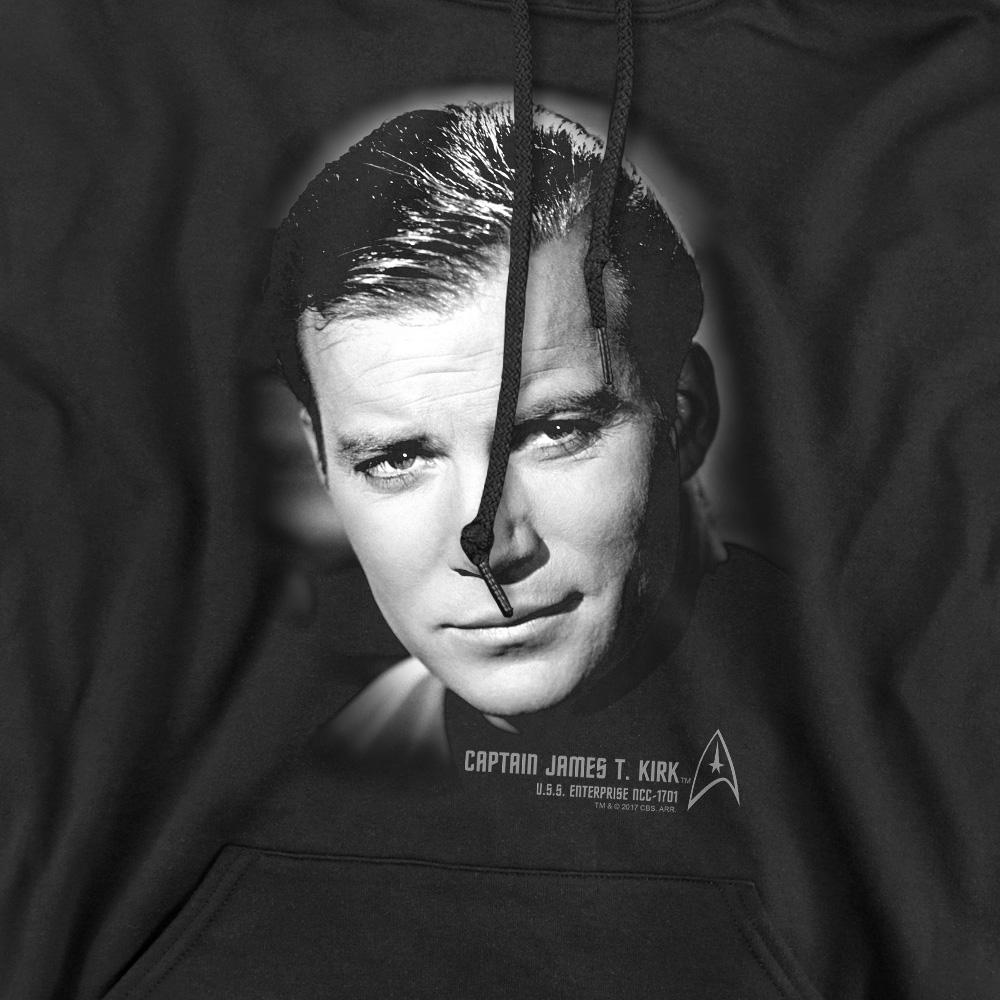 Black - Side - Star Trek Mens Captain Kirk Portrait Hoodie