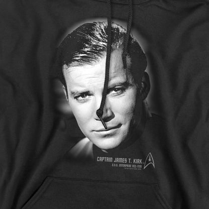Black - Side - Star Trek Mens Captain Kirk Portrait Hoodie