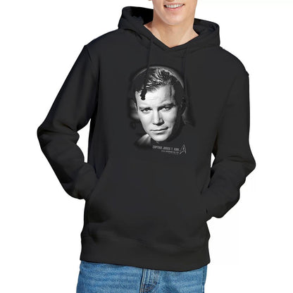 Black - Pack Shot - Star Trek Mens Captain Kirk Portrait Hoodie