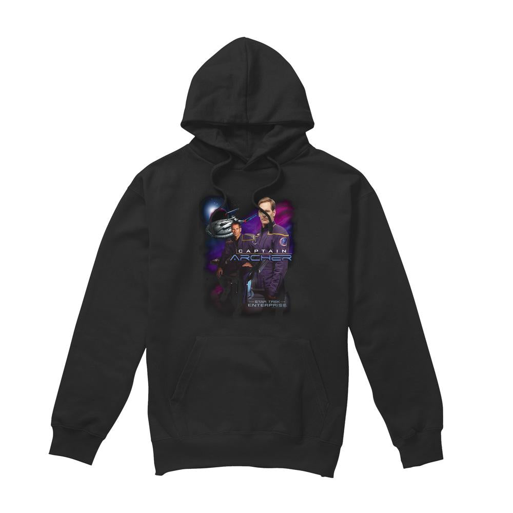 Black - Front - Star Trek Mens Captain Archer Hoodie