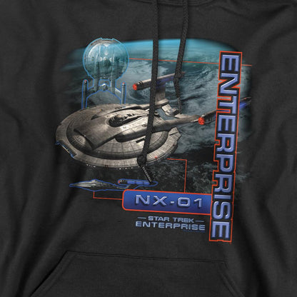 Black - Pack Shot - Star Trek Mens Enterprise NX 01 Hoodie