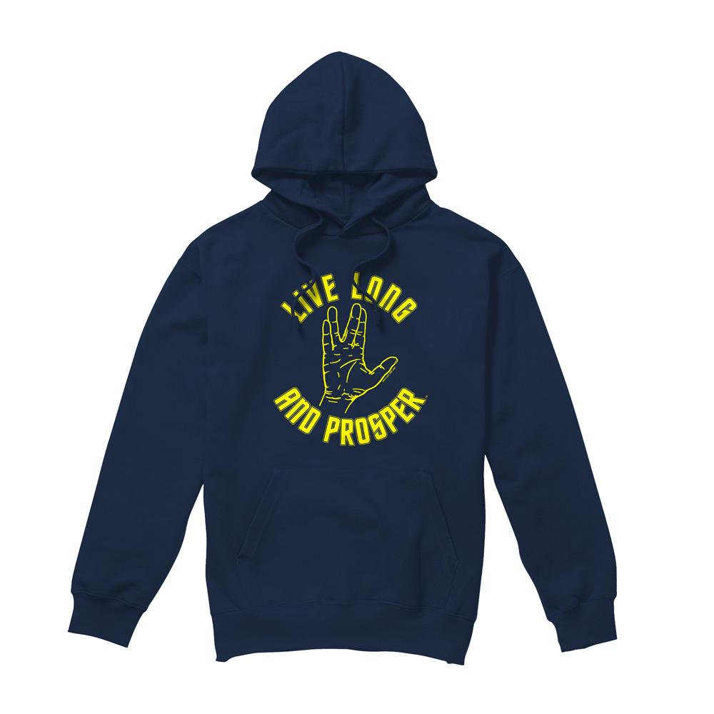 Navy - Front - Star Trek Mens Live Long Hand Hoodie