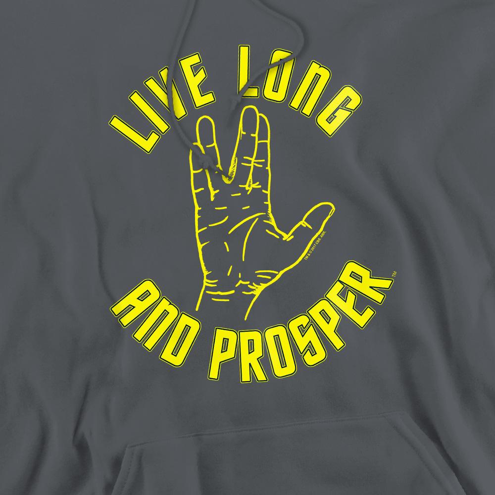 Charcoal - Pack Shot - Star Trek Mens Live Long Hand Hoodie
