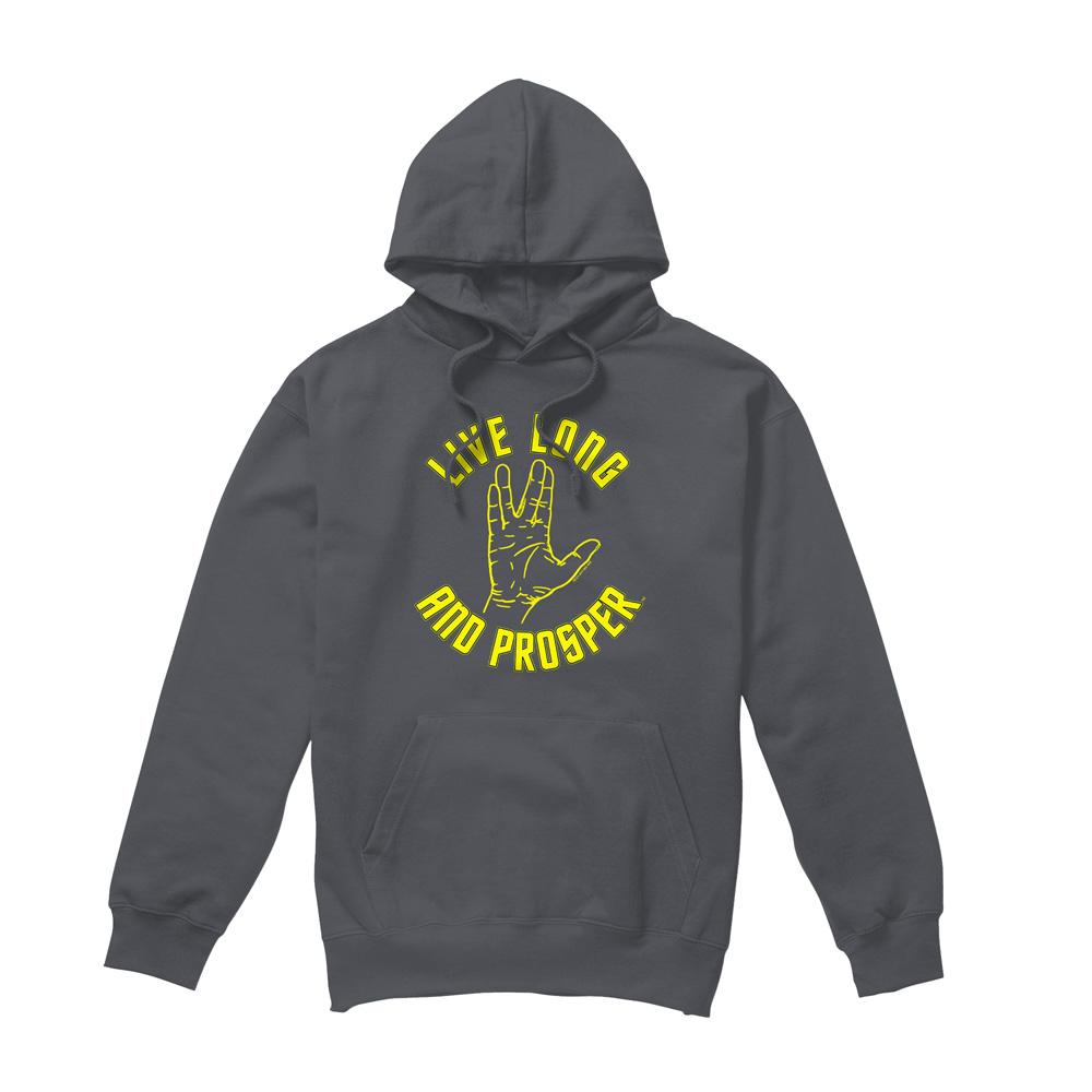 Charcoal - Front - Star Trek Mens Live Long Hand Hoodie