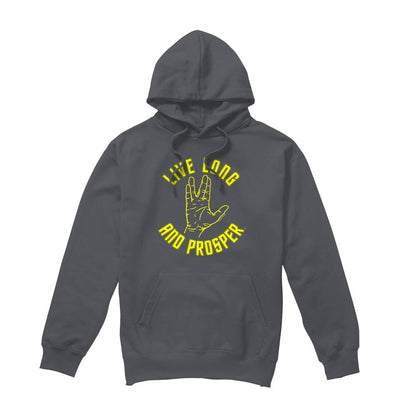 Charcoal - Front - Star Trek Mens Live Long Hand Hoodie