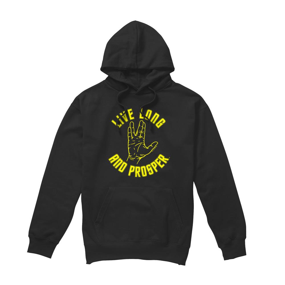 Black - Front - Star Trek Mens Live Long Hand Hoodie