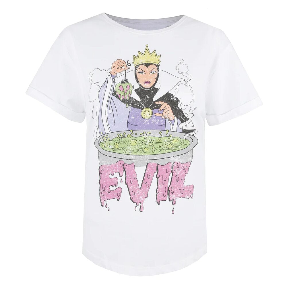 White - Front - Snow White And The Seven Dwarfs Womens-Ladies Evil Queen Cotton T-Shirt