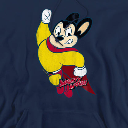 Navy - Pack Shot - Mighty Mouse Mens Classic Hero Hoodie