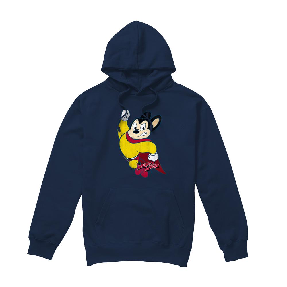 Navy - Front - Mighty Mouse Mens Classic Hero Hoodie