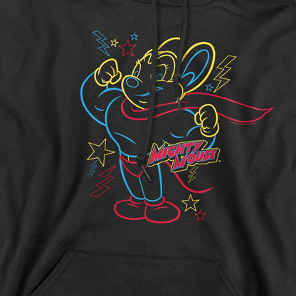 Black - Pack Shot - Mighty Mouse Mens Hero Neon Hoodie