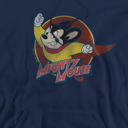 Navy - Pack Shot - Mighty Mouse Mens Circle Hoodie
