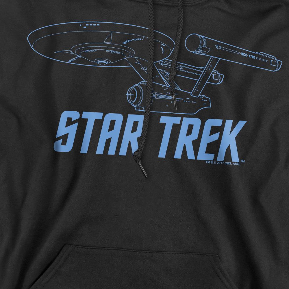 Black - Pack Shot - Star Trek Mens Enterprise Outline Hoodie