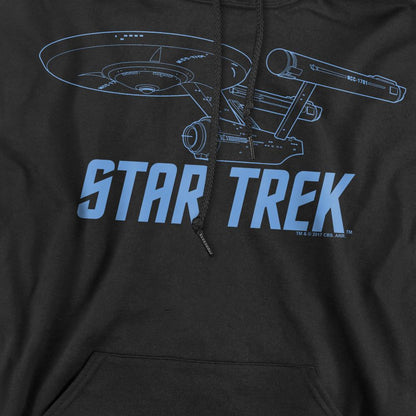 Black - Pack Shot - Star Trek Mens Enterprise Outline Hoodie