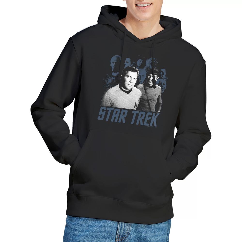 Black - Side - Star Trek Mens Kirk Spock & Company Hoodie