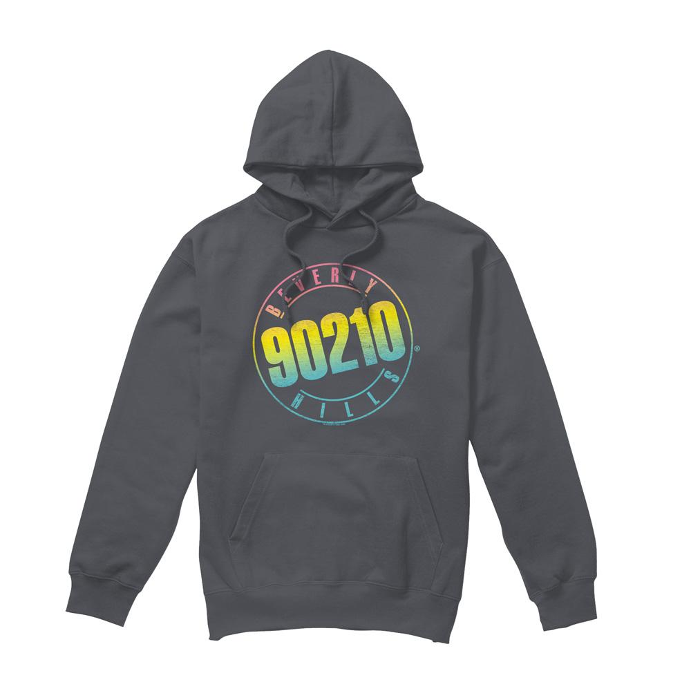 Charcoal - Front - 90210 Mens Colour Blend Logo Hoodie