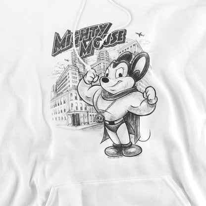 White - Pack Shot - Mighty Mouse Mens Protect & Serve Hoodie