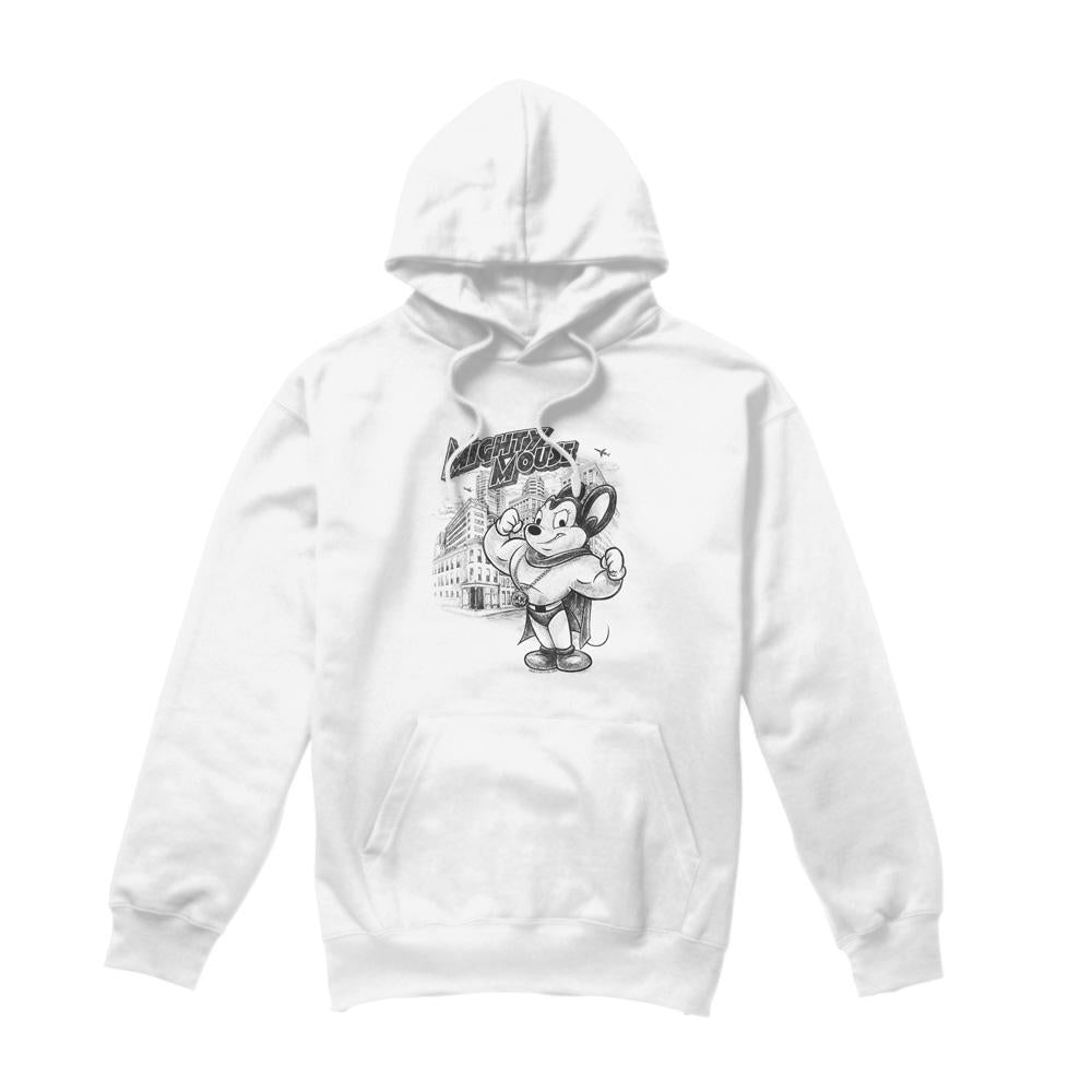 White - Front - Mighty Mouse Mens Protect & Serve Hoodie