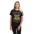 Black - Side - Harry Potter Womens-Ladies Hogwarts T-Shirt