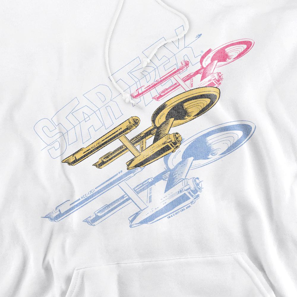 White - Pack Shot - Star Trek Mens Tri Enterprise Retro Hoodie