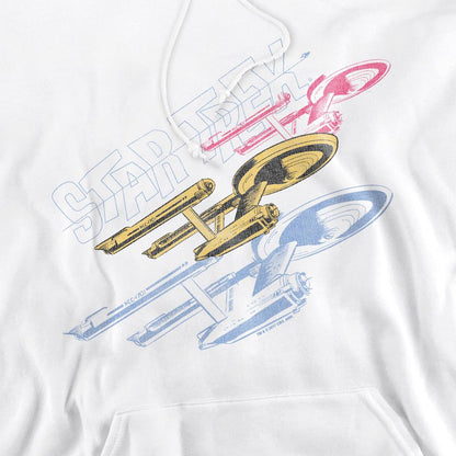 White - Pack Shot - Star Trek Mens Tri Enterprise Retro Hoodie