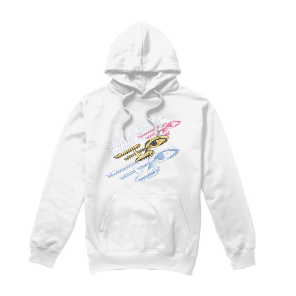 White - Front - Star Trek Mens Tri Enterprise Retro Hoodie
