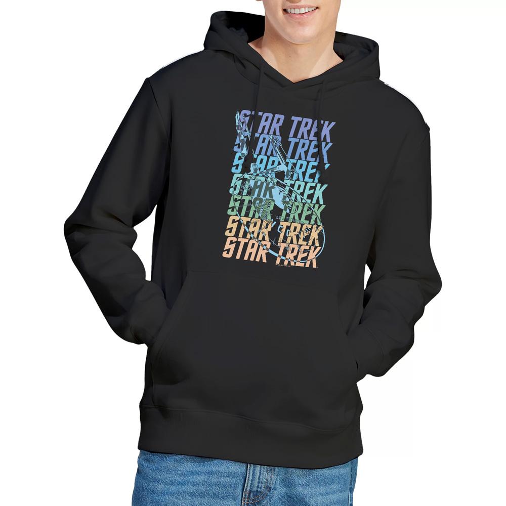 Black - Pack Shot - Star Trek Mens Enterprise Multi Logo Hoodie