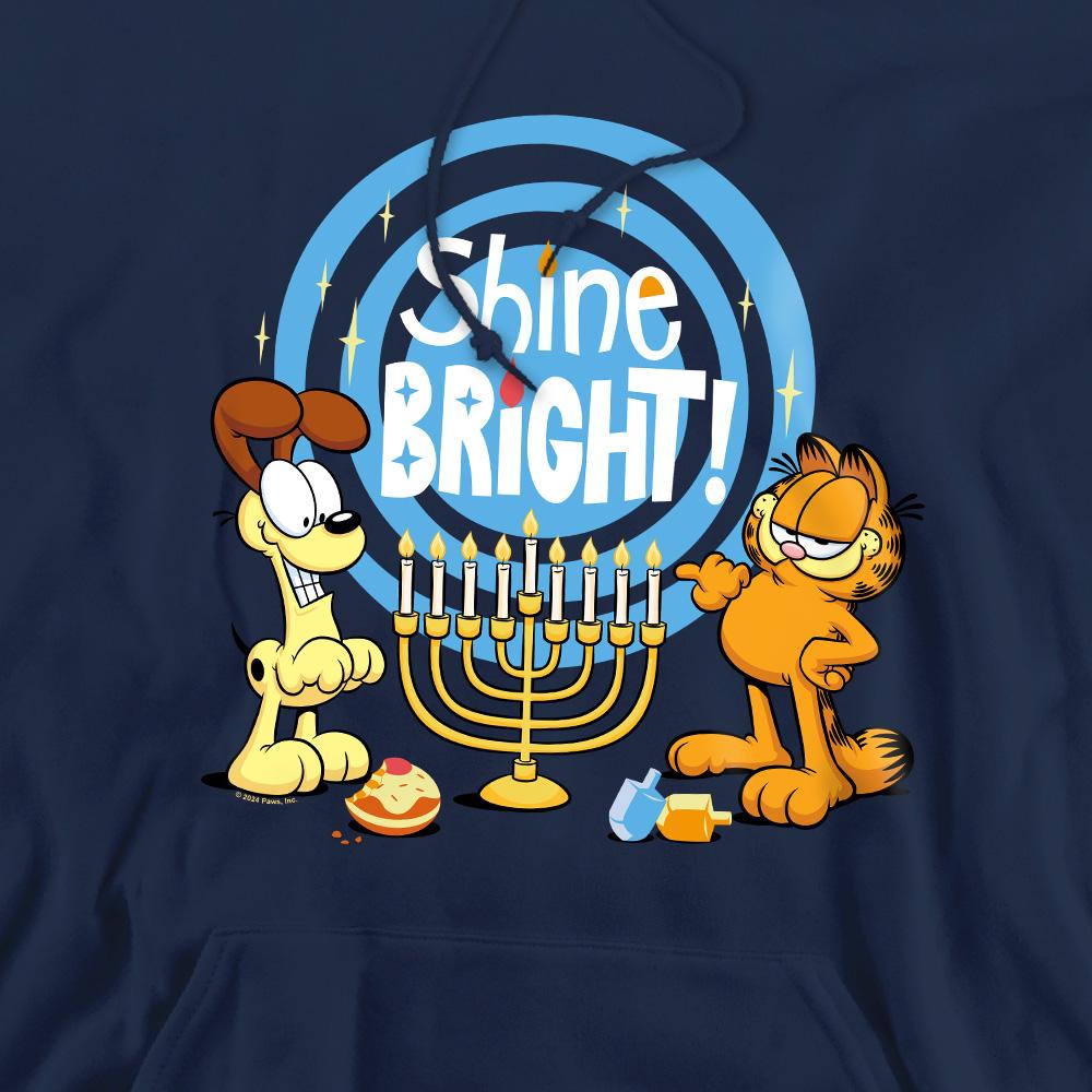 Navy - Pack Shot - Garfield Mens Shine Bright For Hanukkah Odie Hoodie