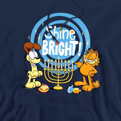 Navy - Pack Shot - Garfield Mens Shine Bright For Hanukkah Odie Hoodie