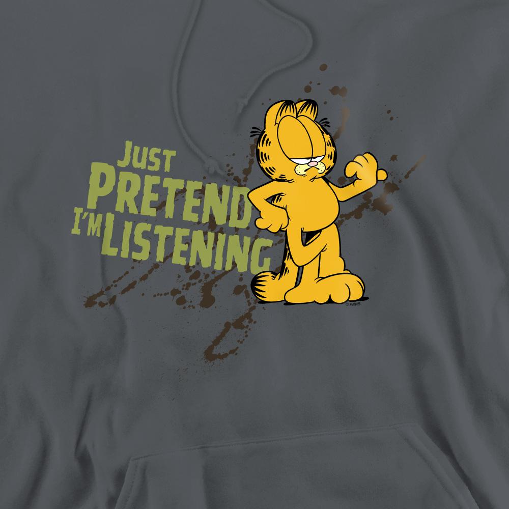 Charcoal - Pack Shot - Garfield Mens Just Pretend I´m Listening Hoodie